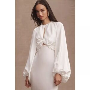 Significant Other Demi Long Sleeve Open-Back Midi Dress